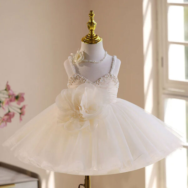 Charming White Flower Korean Fashion Dress