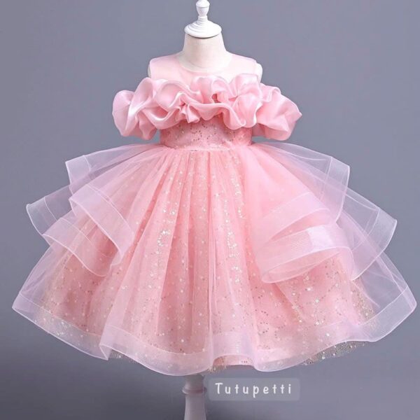 Charming Pink Shimmer Princess Puffy Dress