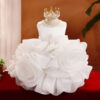 White Floral Puffy Princess Dress - Image 4