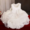 White Floral Puffy Princess Dress