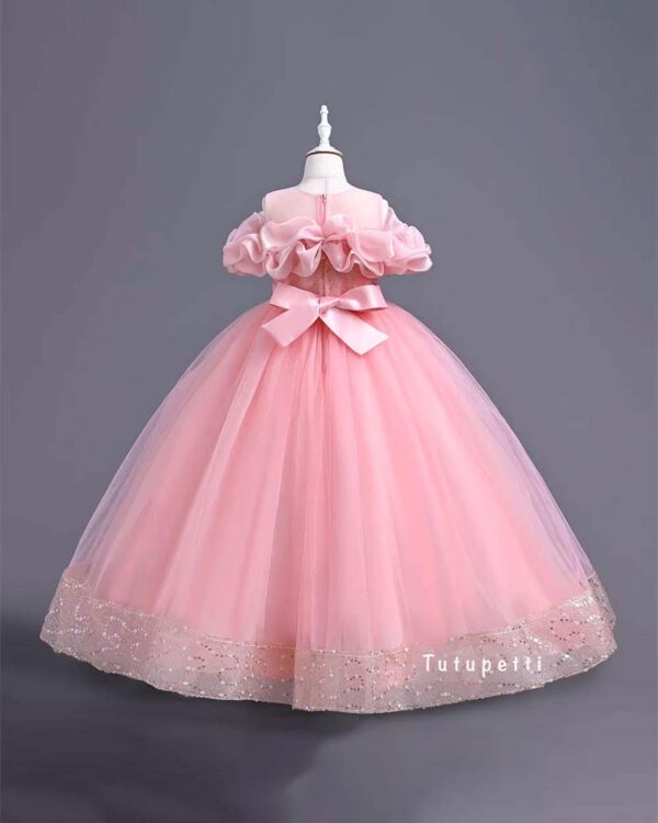 Girls' Elegant Off-Shoulder Long Formal Gown - Image 4