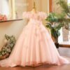 Girls' Elegant Long Floral Embellished Gown - Image 4