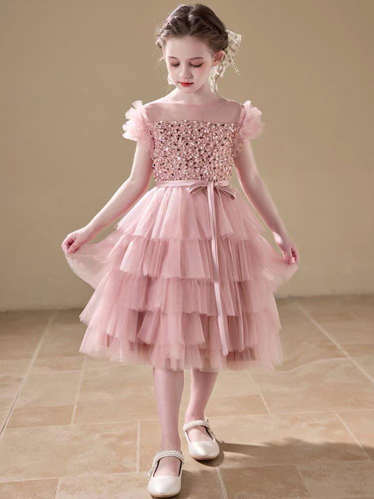 Pink Sequin Tiered Evening Gown 2 Pink Sequin Tiered Evening Gown - Image 2