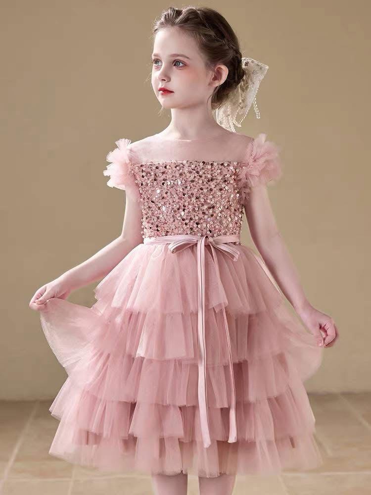 Pink Sequin Tiered Evening Gown 3 Pink Sequin Tiered Evening Gown - Image 3