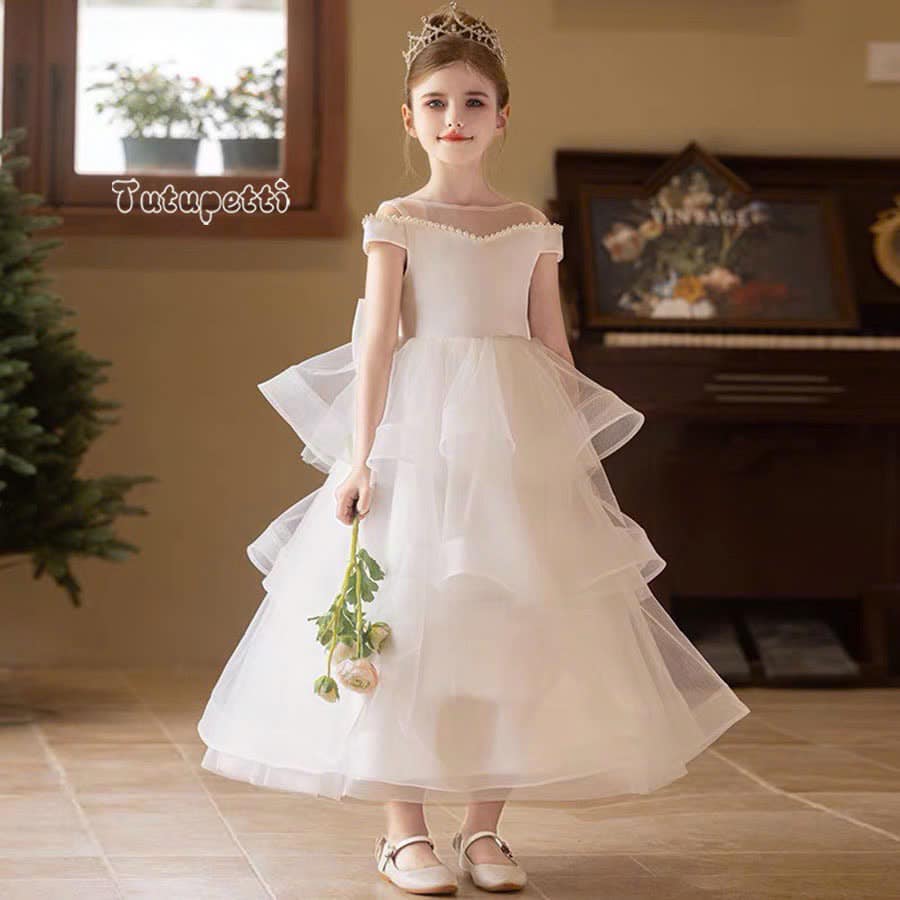 Elegant White Tiered Ball Gown 3 Elegant White Tiered Ball Gown - Image 3