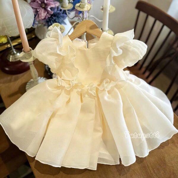 White Ruffle Princess Dress for Girls - Image 5