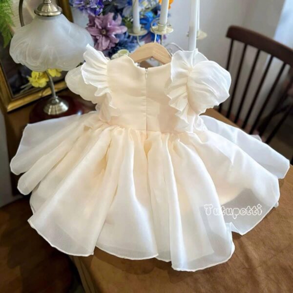 White Ruffle Princess Dress for Girls - Image 3
