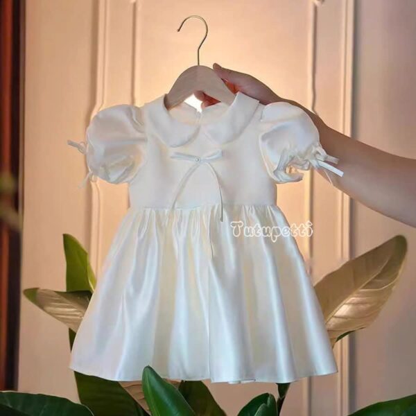 White Bow Flare Princess Dress
