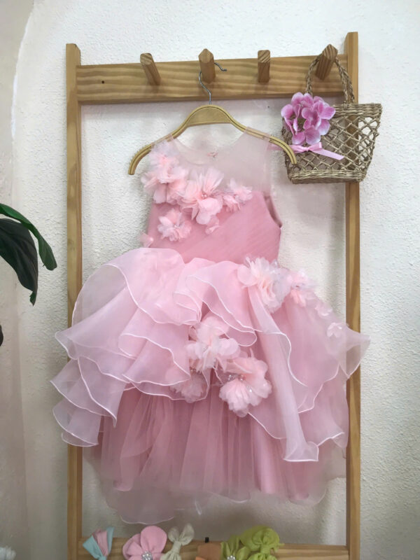 Falling Flowers Pink Evening Gown
